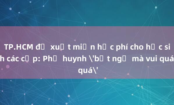 TP.HCM đề xuất miễn học phí cho học sinh các cấp: Phụ huynh 'bất ngờ mà vui quá'